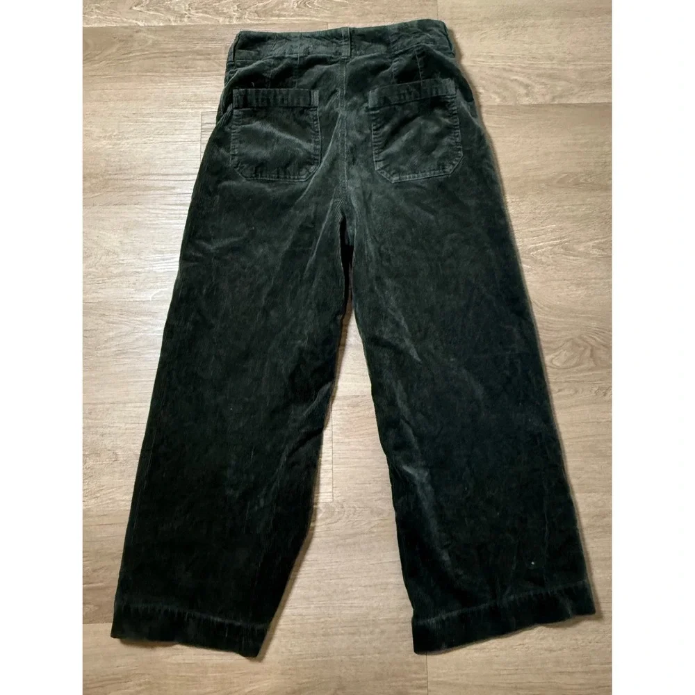 Maeve Anthropologie Colette Cropped Corduroy Pants 29 Green Wide Leg Vtg Soft - Picture 4 of 6